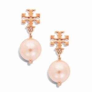 Tory Burch Rose Gold Evie Pearl Drop Earrings